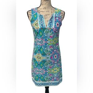 Jude Connally Sleeveless Printed Tunic Dress XS Made in USA
